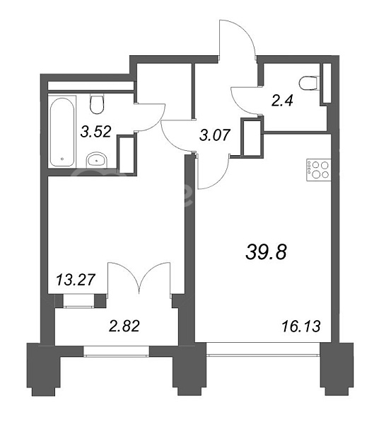 1-к квартира в новостройке, 39 кв.м., Невский район, Октябрьская наб.