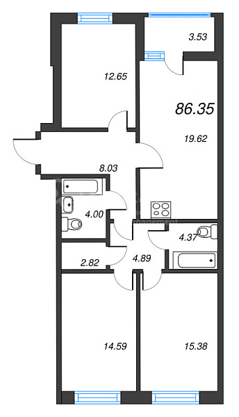 3-к квартира в новостройке, 89 кв.м., Приморский район, Белоостровская ул.