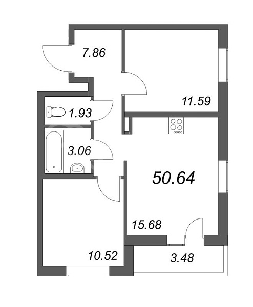 2-к квартира в новостройке, 54 кв.м., Покровская Дорога ул.