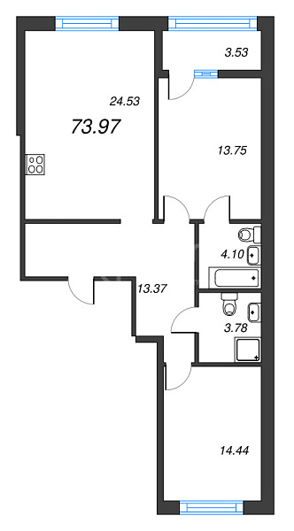 2-к квартира в новостройке, 77 кв.м., Приморский район, Белоостровская ул.