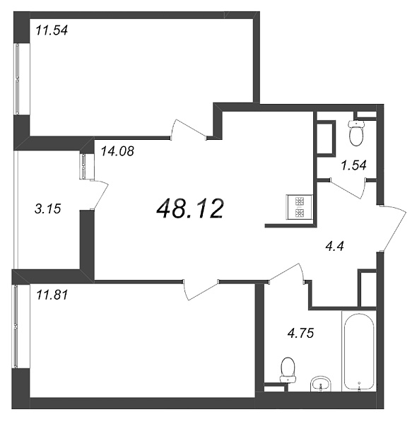 2-к квартира в новостройке, 51 кв.м., Приморский район, Белоостровская ул.