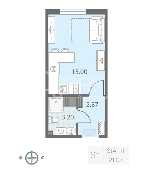 Студия в новостройке, 21 кв.м., Красносельский район, Маршала Казакова ул.