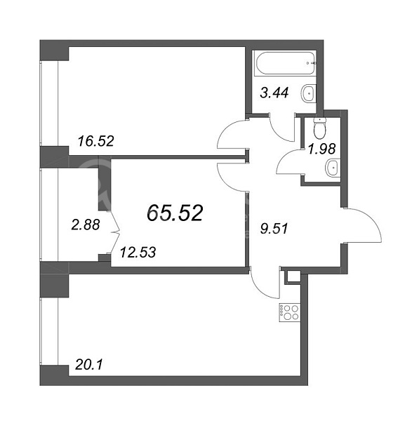2-к квартира в новостройке, 65 кв.м., Василеостровский район, Морская наб.