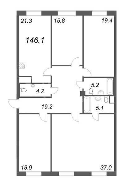 3-к квартира в новостройке, 147 кв.м., Петроградский район, Петровский пр-кт