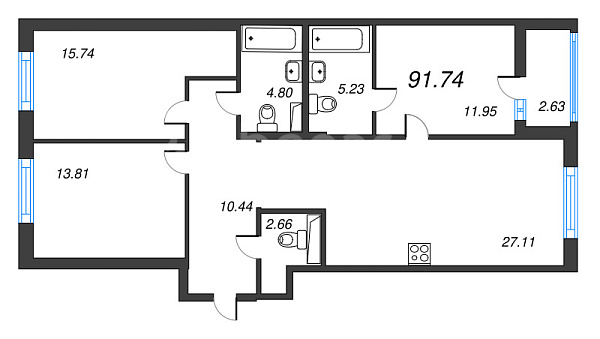 3-к квартира в новостройке, 94 кв.м., Приморский район, Белоостровская ул.