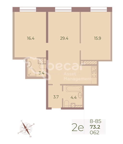 2-к квартира в новостройке, 73 кв.м., Петроградский район, Петровский пр-кт