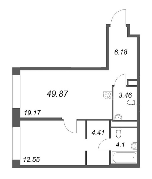 1-к квартира в новостройке, 49 кв.м., Петроградский район, Пионерская ул.