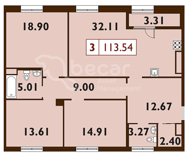 3-к квартира в новостройке, 114 кв.м., Петроградский район, Петровский пр-кт