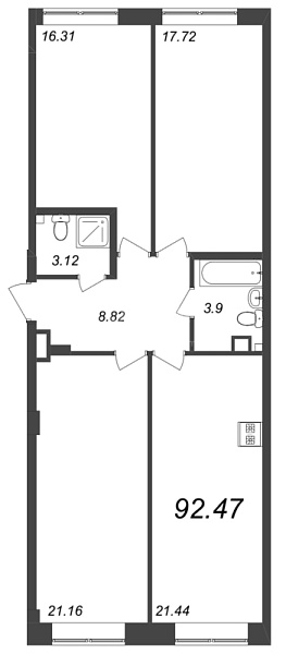 3-к квартира в новостройке, 92 кв.м., Петроградский район, Ремесленная ул.