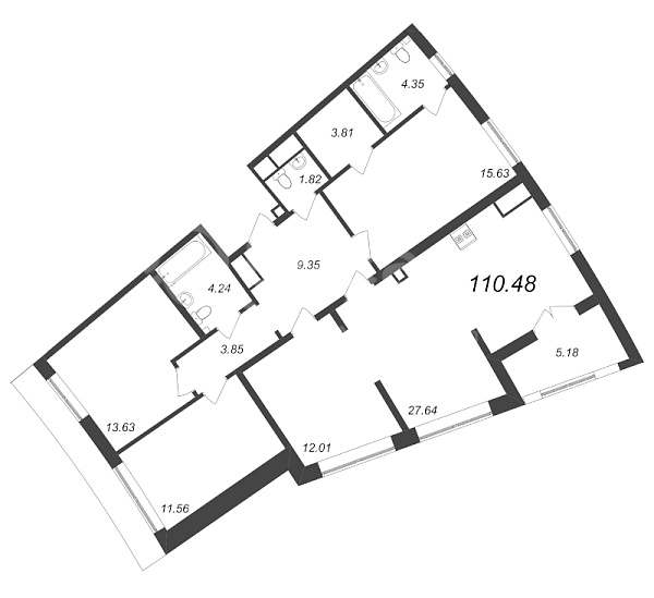 4-к квартира в новостройке, 110 кв.м., Василеостровский район, Морская наб.