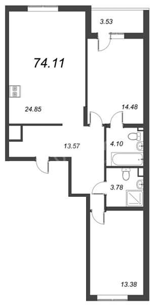 2-к квартира в новостройке, 77 кв.м., Приморский район, Белоостровская ул.
