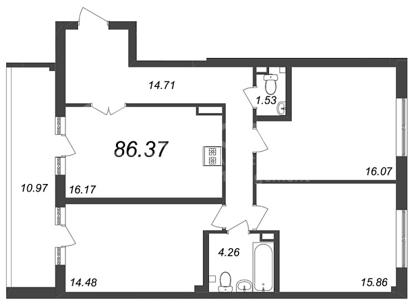 3-к квартира в новостройке, 87 кв.м., Петроградский район, Ремесленная ул.