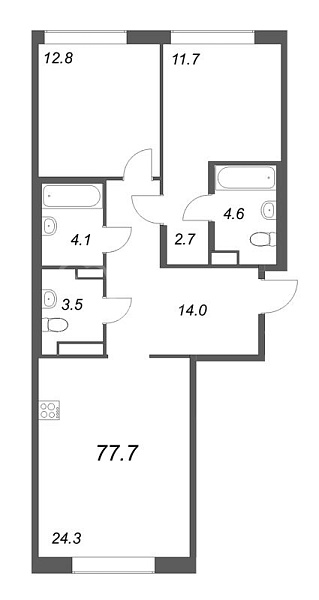 2-к квартира в новостройке, 77 кв.м., Фрунзенский район, Лиговский пр-кт