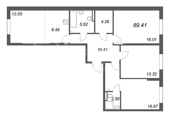 3-к квартира в новостройке, 89 кв.м., Невский район, Октябрьская наб.