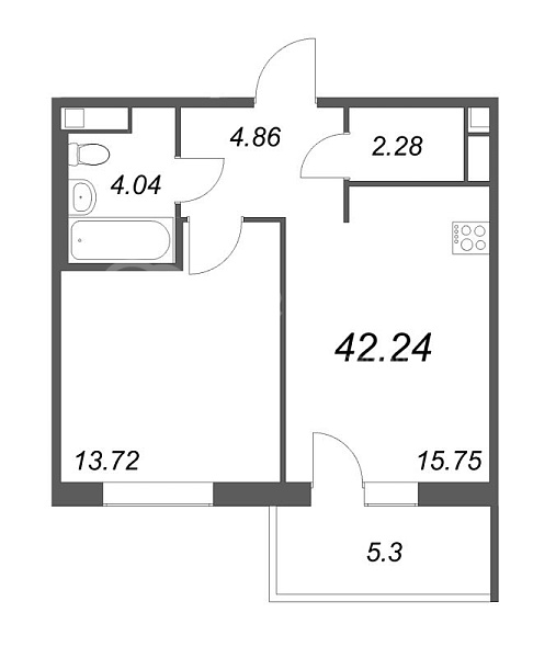 1-к квартира в новостройке, 42 кв.м., Ленинградское ш.