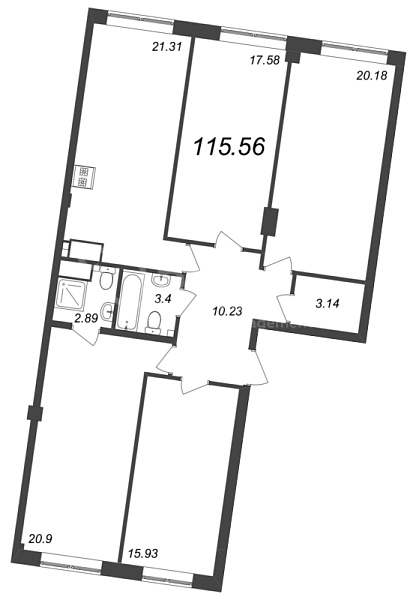4-к квартира в новостройке, 115 кв.м., Петроградский район, Ремесленная ул.