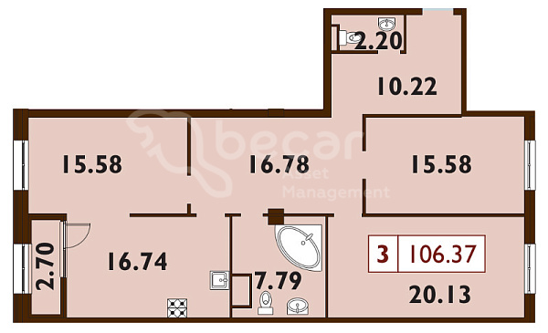 3-к квартира в новостройке, 105 кв.м., Петроградский район, Петровский пр-кт