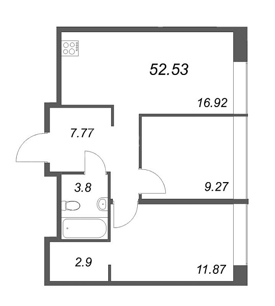2-к квартира в новостройке, 52 кв.м., Петроградский район, Пионерская ул.