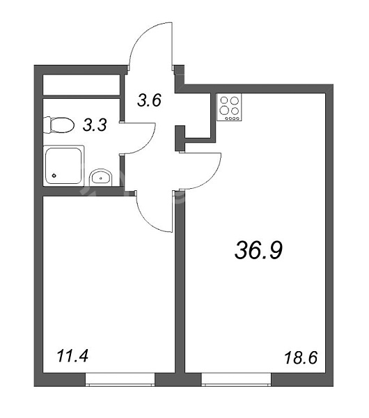 1-к квартира в новостройке, 36 кв.м., Невский район, Октябрьская наб.