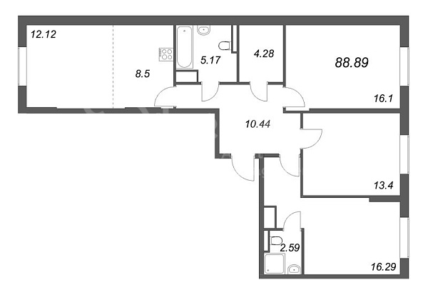 2-к квартира в новостройке, 88 кв.м., Невский район, Октябрьская наб.