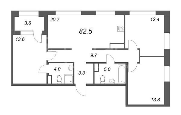 3-к квартира в новостройке, 82 кв.м., Фрунзенский район, Лиговский пр-кт