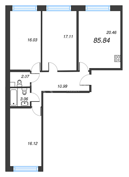 3-к квартира в новостройке, 85 кв.м., Приморский район, Суздальское ш.