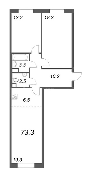 2-к квартира в новостройке, 73 кв.м., Петроградский район, Петровский пр-кт