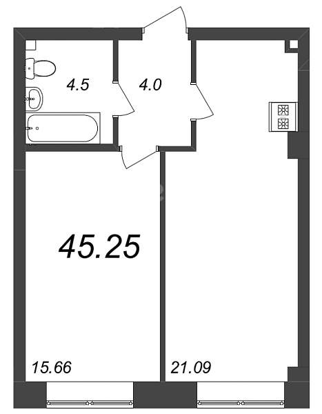 1-к квартира в новостройке, 45 кв.м., Петроградский район, Ремесленная ул.