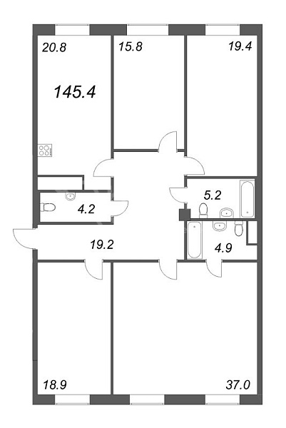 4-к квартира в новостройке, 146 кв.м., Петроградский район, Петровский пр-кт