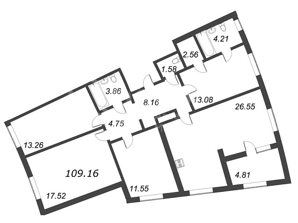 4-к квартира в новостройке, 109 кв.м., Василеостровский район, Морская наб.