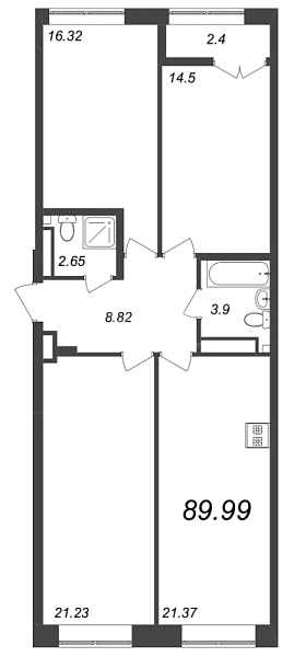 3-к квартира в новостройке, 89 кв.м., Петроградский район, Ремесленная ул.