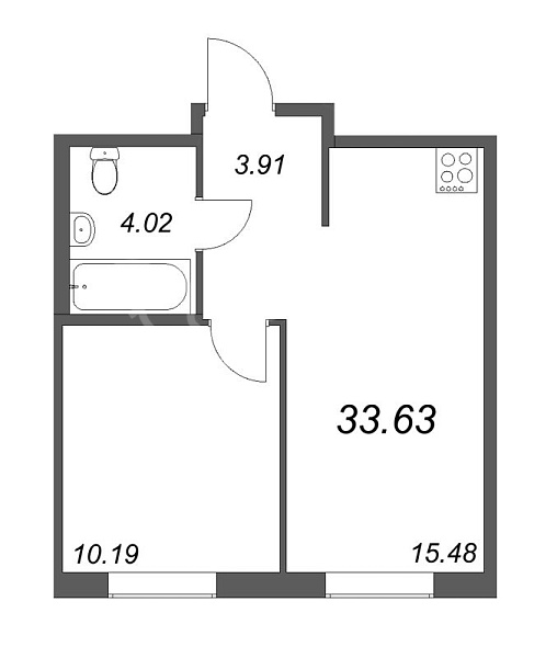 1-к квартира в новостройке, 33 кв.м., Тихая ул.