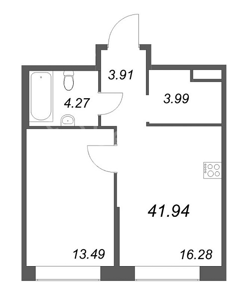 1-к квартира в новостройке, 41 кв.м., Петроградский район, Пионерская ул.