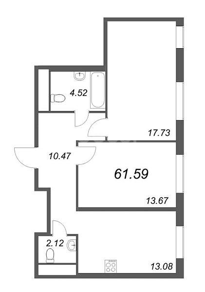 2-к квартира в новостройке, 61 кв.м., Приморский район, Суздальское ш.