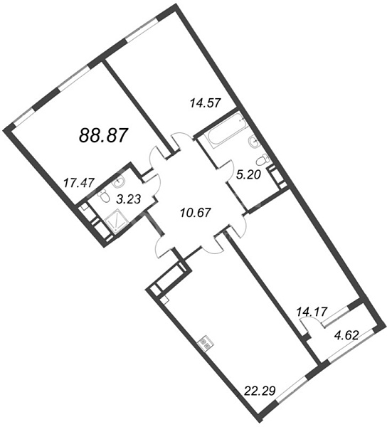 2-к квартира в новостройке, 88 кв.м., Василеостровский район, Морская наб.