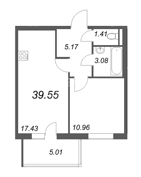 1-к квартира в новостройке, 39 кв.м., Приморский район, Суздальское ш.