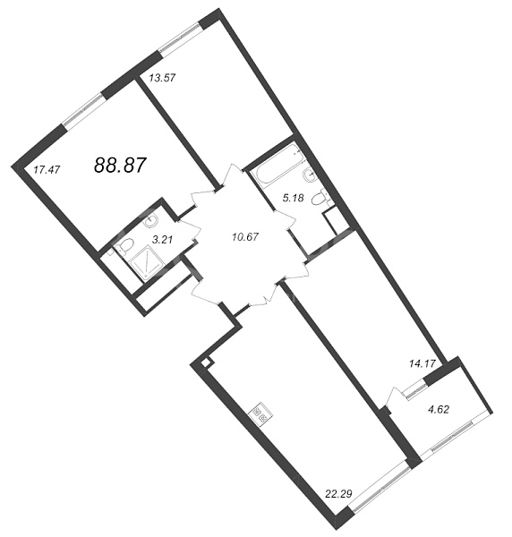3-к квартира в новостройке, 88 кв.м., Василеостровский район, Морская наб.