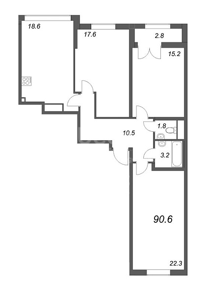 2-к квартира в новостройке, 89 кв.м., Невский район, Октябрьская наб.