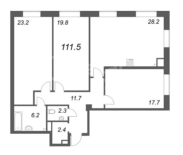 2-к квартира в новостройке, 112 кв.м., Петроградский район, Петровский пр-кт