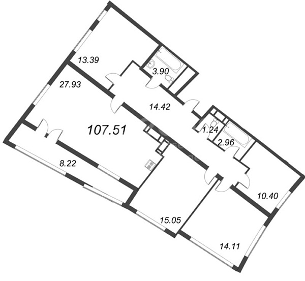 4-к квартира в новостройке, 107 кв.м., Василеостровский район, Морская наб.