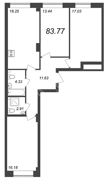 3-к квартира в новостройке, 83 кв.м., Петроградский район, Ремесленная ул.