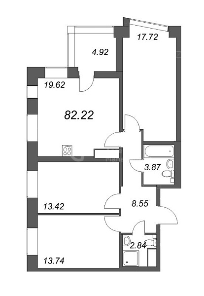 3-к квартира в новостройке, 82 кв.м., Василеостровский район, Морская наб.