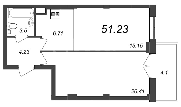 1-к квартира в новостройке, 51 кв.м., Петроградский район, Ремесленная ул.