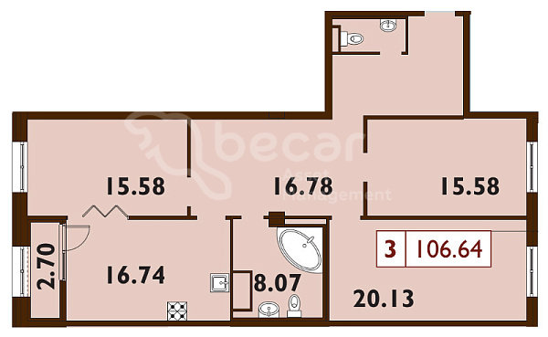 3-к квартира в новостройке, 106 кв.м., Петроградский район, Петровский пр-кт