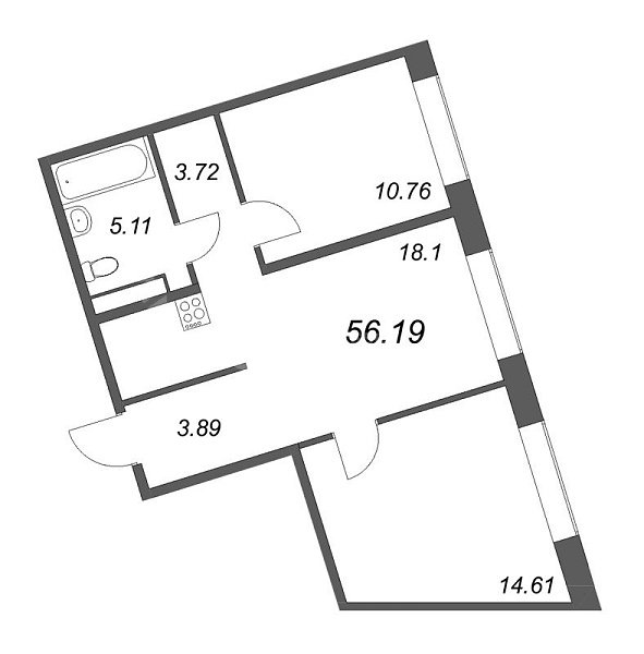2-к квартира в новостройке, 58 кв.м., Петроградский район, Ремесленная ул.
